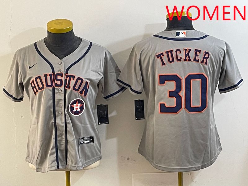 Women Houston Astros #30 Tucker Grey Game 2025 Nike MLB Jersey style 5